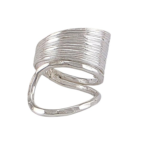 "Sculpture Moderne" - Bague Argent Géométrique Texturée Ajustable - Alberto Bijoux