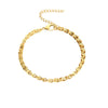 Bracelet doré souple en maille torsadée pour femme, alliant confort et éclat. Un bijou chic et lumineux signé Alberto Bijoux, parfait pour un look ensoleillé et moderne.