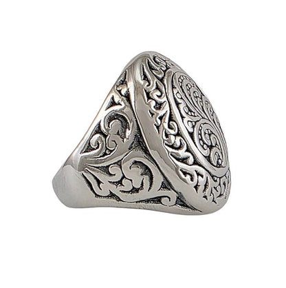 "Spirales Ancestrales" - Bague Argent Ovale Creuse Gravée - Alberto Bijoux