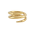 Bague dorée double spirale ouverte posée sur fond clair