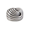 Bague argent sterling creuse avec ondulations sculptées fluides, design vagues modernes élégantes