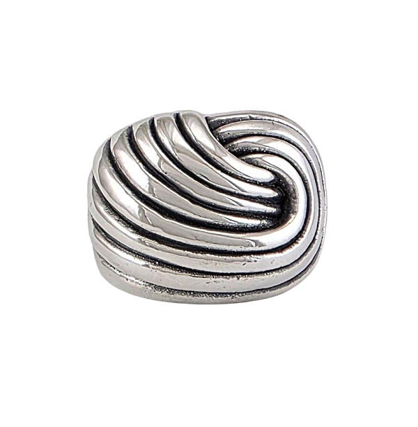 Bague argent sterling creuse avec ondulations sculptées fluides, design vagues modernes élégantes