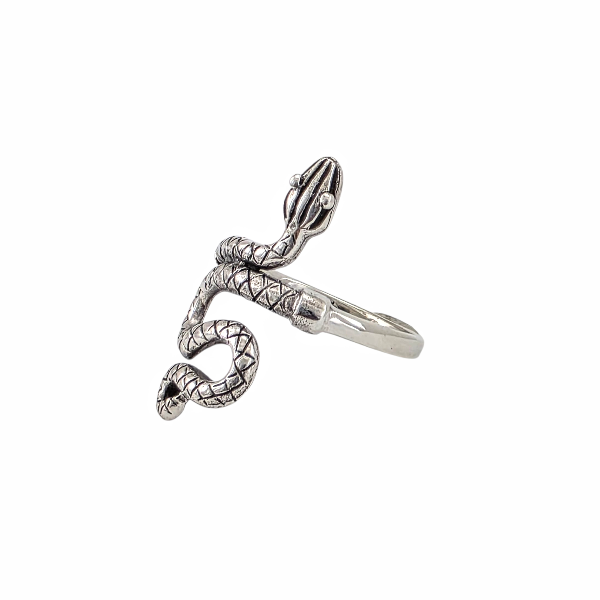Bague vipère en argent sterling 925 chez Alberto Bijoux. Écailles diamantées détaillées, design hypnotique. Tailles 5-10. Collection serpent exclusive.