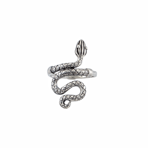 Vipère Hypnotique Argent Sterling 925 - Bague Serpent Écailles Diamantées - Alberto Bijoux