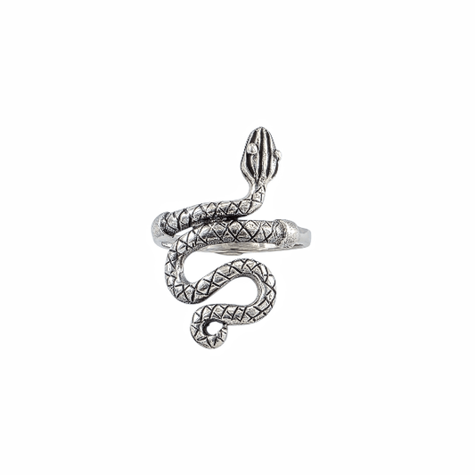 Vipère Hypnotique Argent Sterling 925 - Bague Serpent Écailles Diamantées - Alberto Bijoux