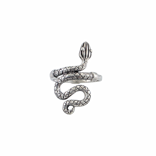 Bague vipère en argent sterling 925 chez Alberto Bijoux. Écailles diamantées détaillées, design hypnotique. Tailles 5-10. Collection serpent exclusive.
