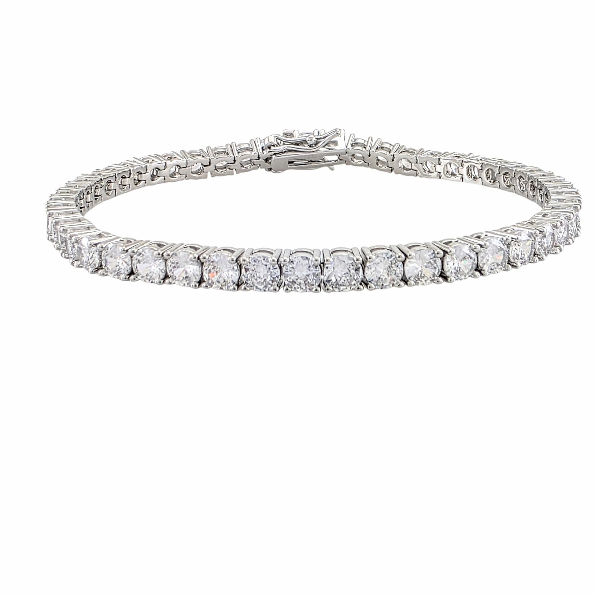 Bracelet tennis argenté en zircone cubique AAA avec fermoir triple sécurité
