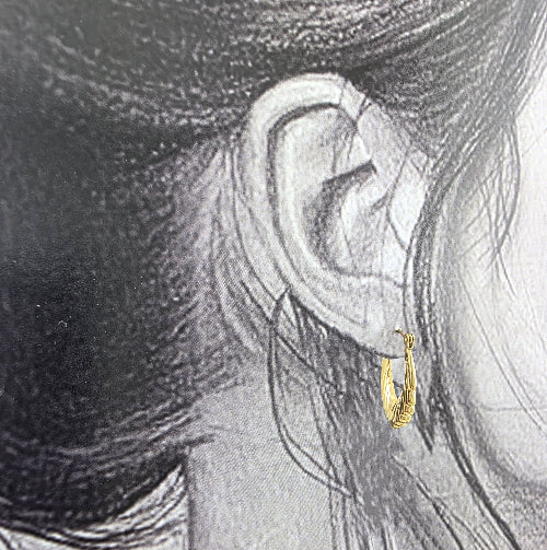 Carved Gold Fan Hoop Earrings