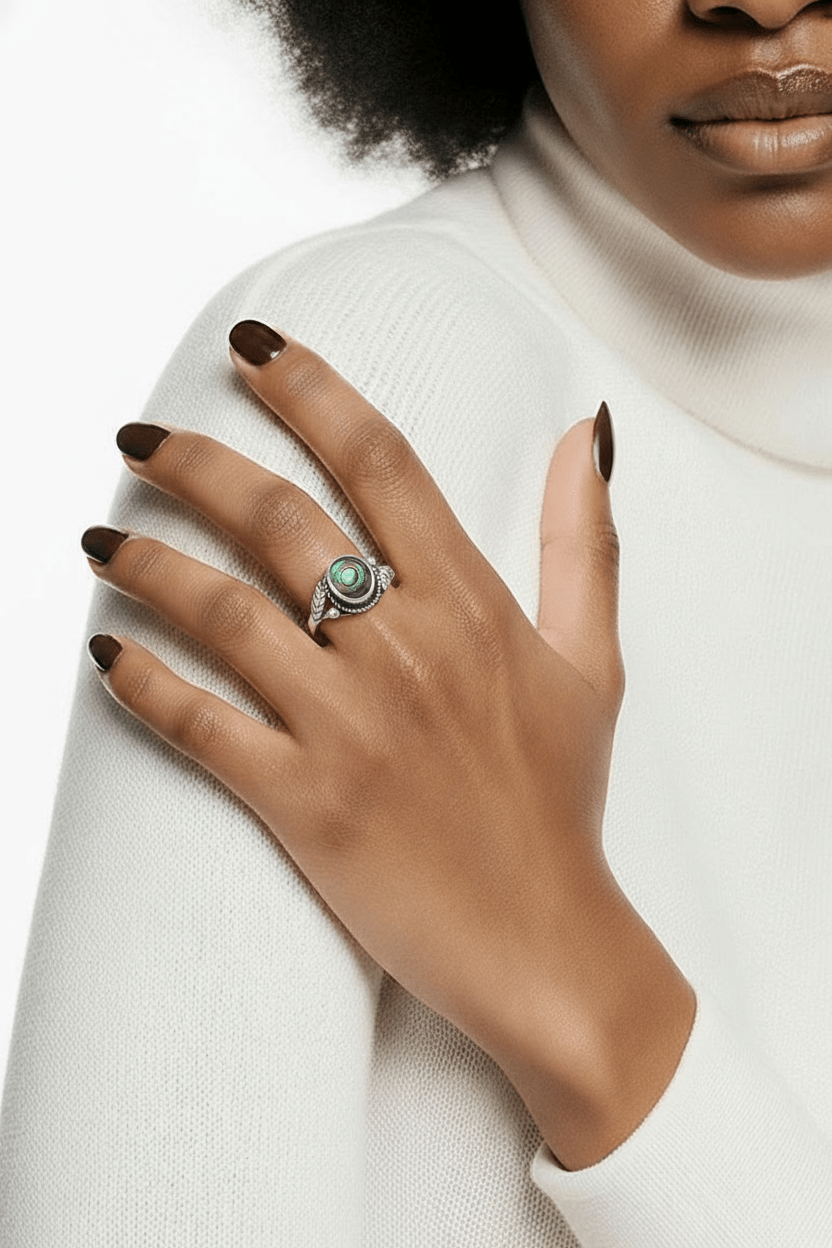 Bague Ava - Abalone Argent Sterling Ornementée - Alberto Bijoux