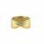 Bague dorée au design croisé et torsadé, élégante et brillante, présentée sur fond blanc - Alberto bijoux