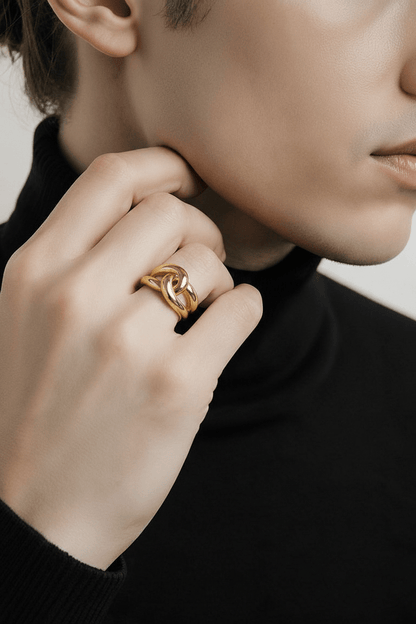 Bague "Bold Link" Dorée – Sculpturale & Audacieuse - Alberto Bijoux