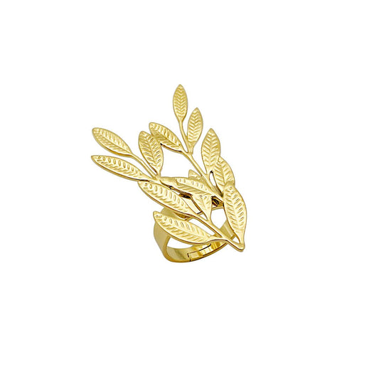 Feuille d'Or – Bague Ajustable Végétale - Alberto Bijoux