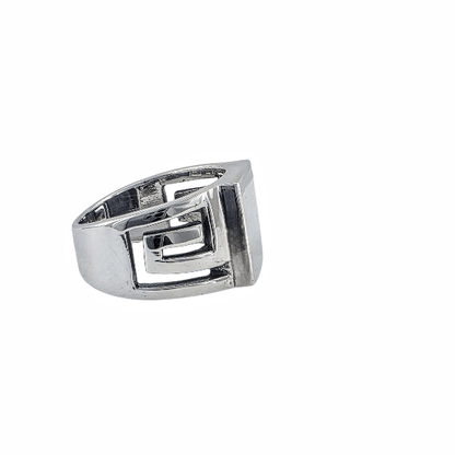 Bague Homme Carrée en Argent 925 – Style Minimaliste Gravure Grecque - Alberto Bijoux
