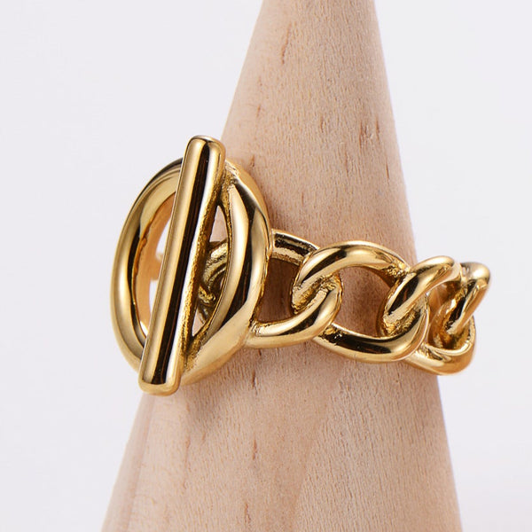 bague bombée dorée lisse bombée dorée lisse en acier inoxydable, style minimaliste – tailles 6 à 9 - Alberto bijoux