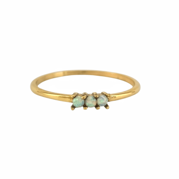 Bague "Trio Opale" – Anneau Doré Fin avec Pierres Opalescentes - Alberto Bijoux
