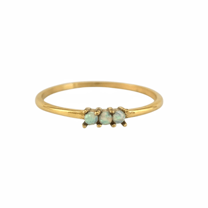 Bague "Trio Opale" – Anneau Doré Fin avec Pierres Opalescentes - Alberto Bijoux
