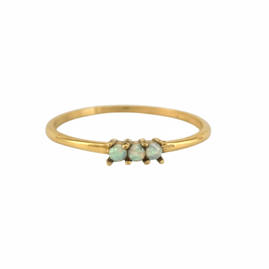 Bague "Trio Opale" – Anneau Doré Fin avec Pierres Opalescentes - Alberto Bijoux