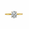 Bague dorée fine avec pierre ovale claire en zircon cubique, tailles 6 à 9 - Alberto bijoux