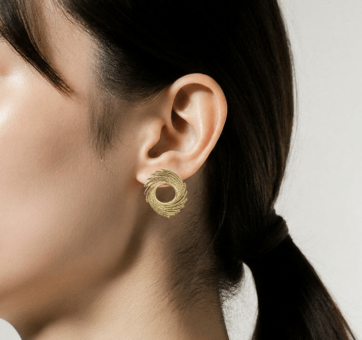 Boucles d’oreilles rondes ajourées 33 mm – Acier inoxydable doré - Alberto Bijoux