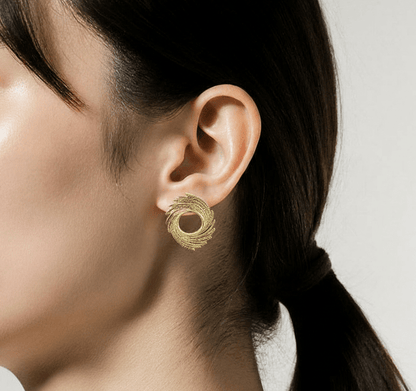 Boucles d’oreilles rondes ajourées 33 mm – Acier inoxydable doré - Alberto Bijoux