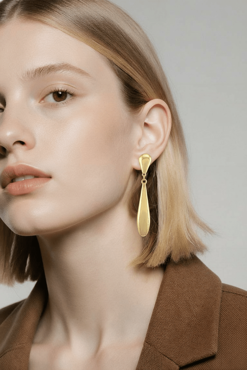 Boucle d'oreille en acier larme dorée - Alberto Bijoux