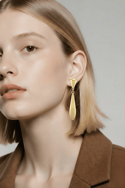 Boucle d'oreille en acier larme dorée - Alberto Bijoux