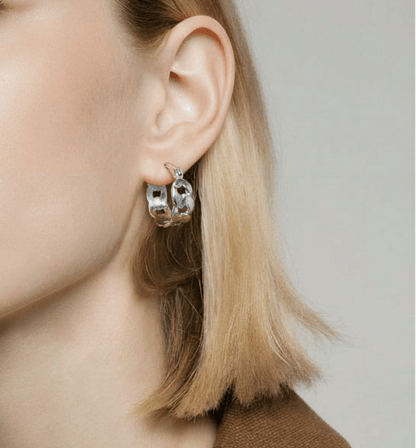 Mini Boucles Sculptées Chain – Argentées - Alberto Bijoux