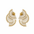 Boucle d’oreille dorée ajourée avec motif éventail et perles – modèle Éventail Sacré