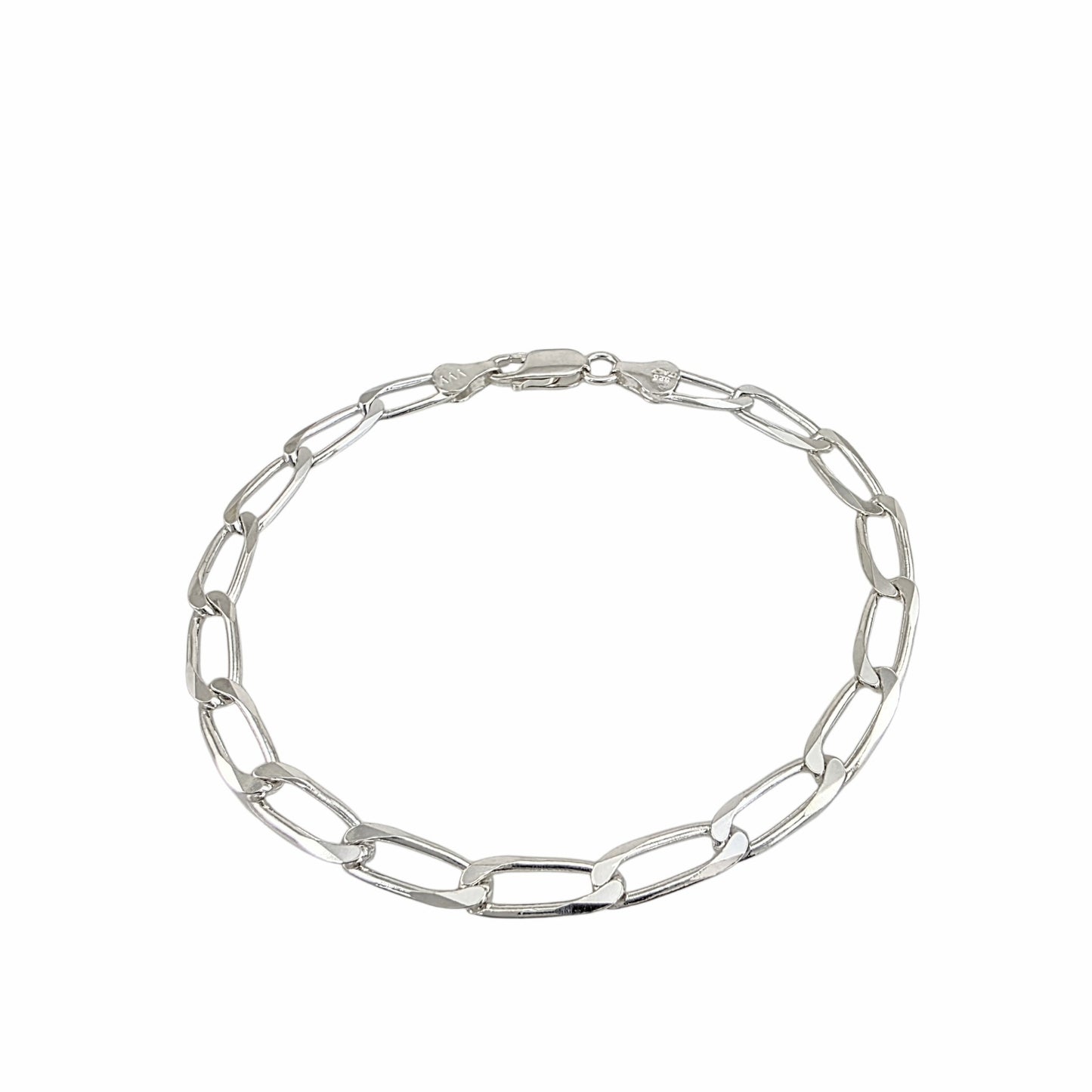 Bracelet chaîne long link argent sterling 925 5.6mm 8.5 pouces fermoir lobster