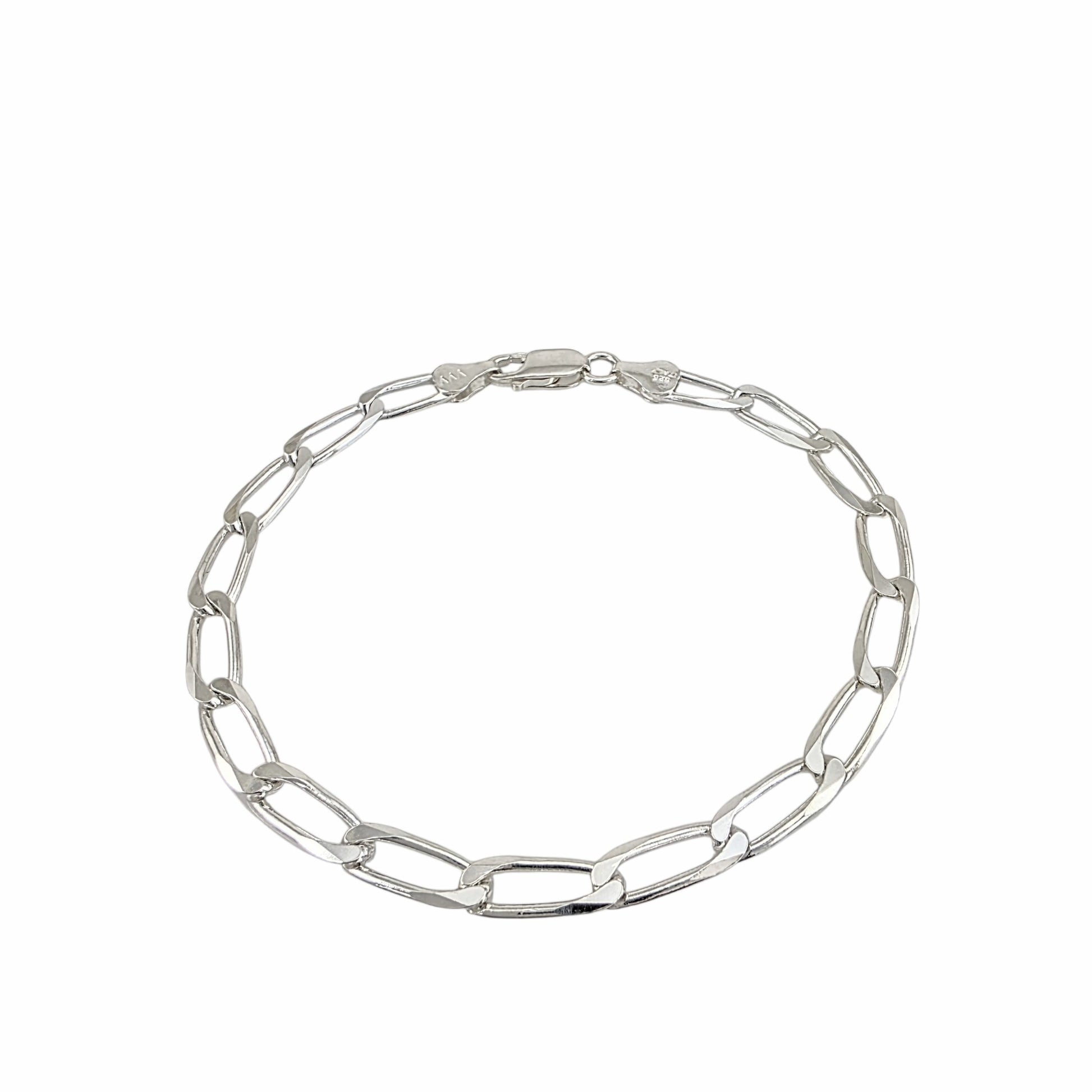 Bracelet chaîne long link argent sterling 925 5.6mm 8.5 pouces fermoir lobster