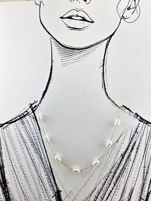 Chaîne Perle Luxe – Collier à Perles Ovales - Alberto Bijoux