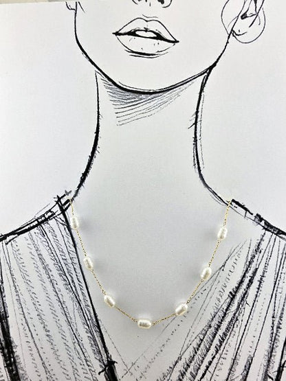 Chaîne Perle Luxe – Collier à Perles Ovales - Alberto Bijoux