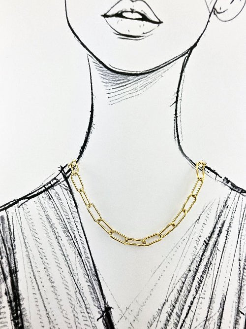 Chaîne Bolda – Maillons Rectangulaires Dorés - Alberto Bijoux