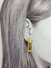 Boucle d’oreille dorée à maillons rectangulaires en acier inoxydable – modèle Chaîne Chic