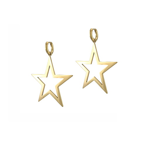Boucles d’oreilles pendantes dorées en forme d’étoile ajourée en acier inoxydable