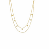 Long collier doré à l’or 18k avec maillons perlés et motifs losanges plats, présenté en double tour - Alberto bijoux
