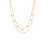 Long collier doré à l’or 18k avec maillons perlés et motifs losanges plats, présenté en double tour - Alberto bijoux
