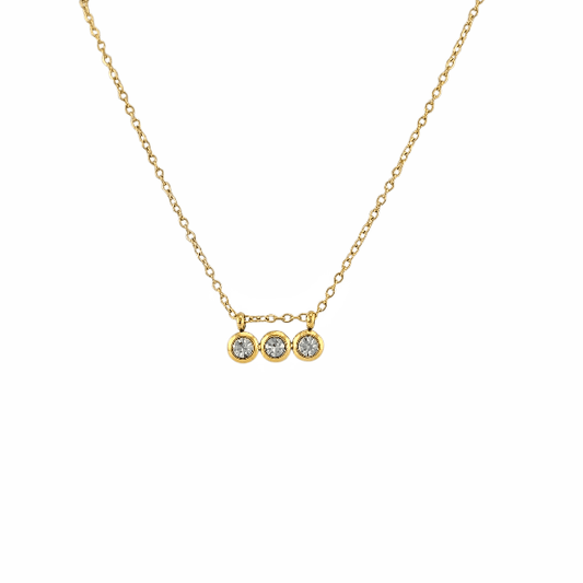 Collier “Trio d'Éclat” – Trois zirconias sur chaîne dorée - Alberto Bijoux