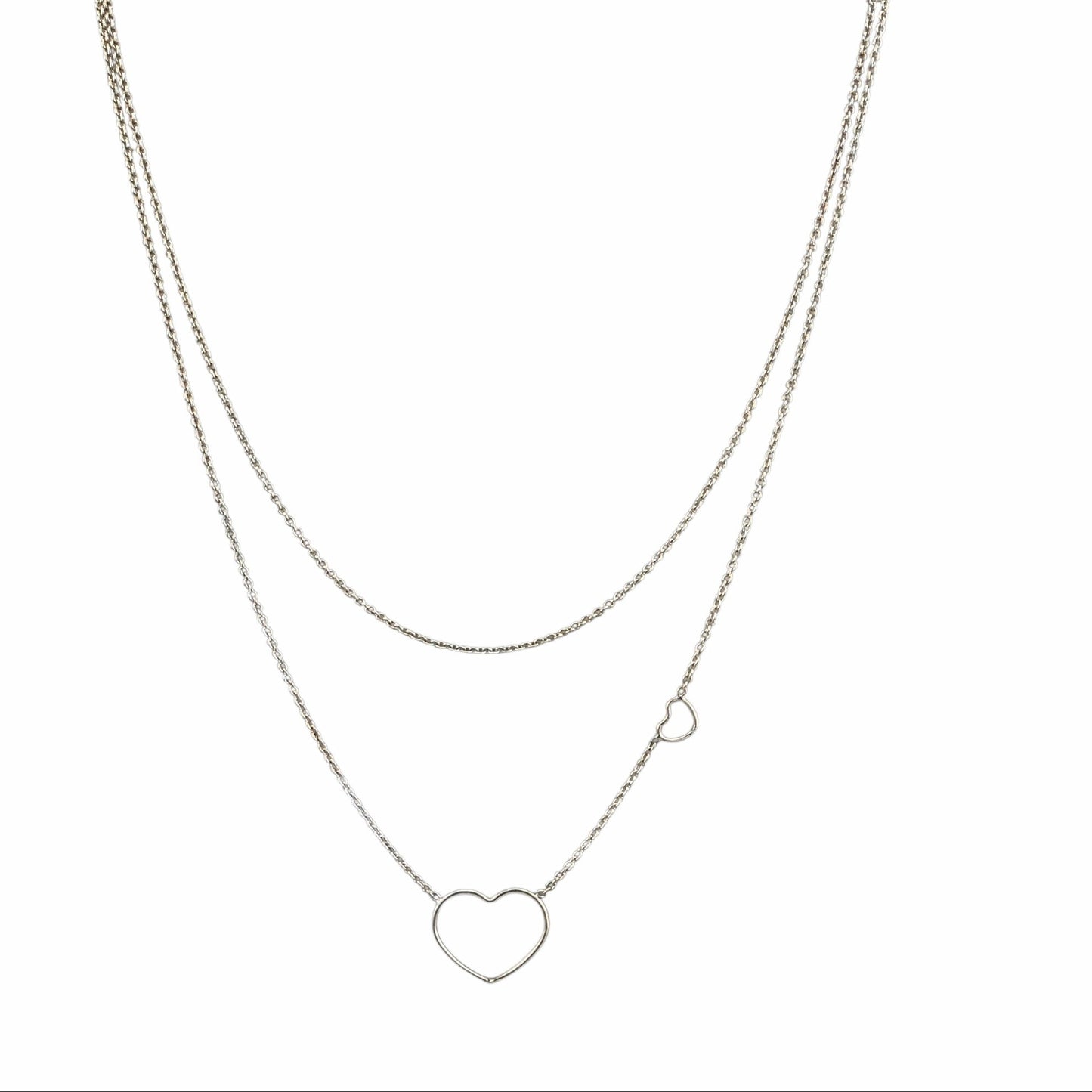  Collier double rang cœur argent 925 16 18 pouces layered minimaliste deux chaînes