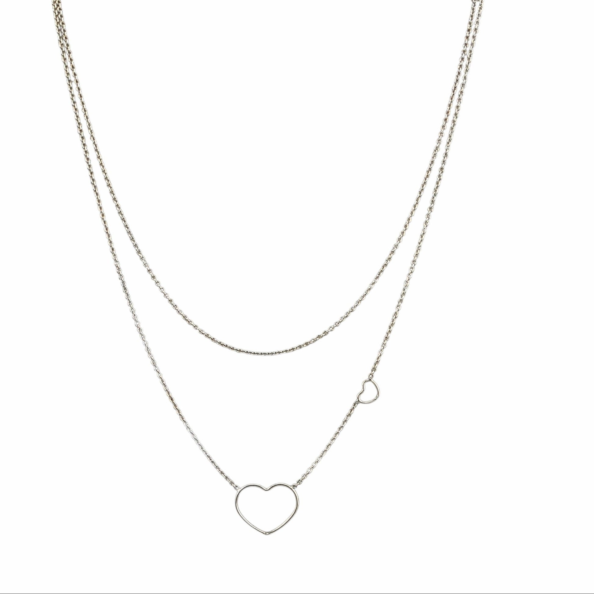  Collier double rang cœur argent 925 16 18 pouces layered minimaliste deux chaînes