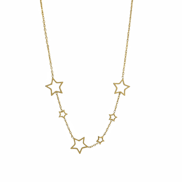 Collier “Danse des Étoiles” – Chaîne dorée avec étoiles ajourées - Alberto Bijoux