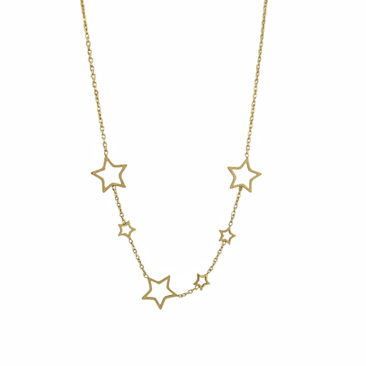 Collier “Danse des Étoiles” – Chaîne dorée avec étoiles ajourées - Alberto Bijoux