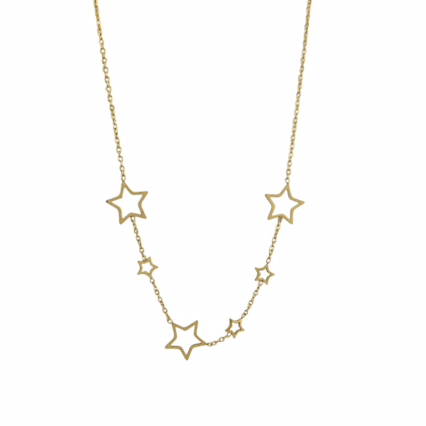 Collier doré avec étoiles ajourées de différentes tailles -Alberto bijoux
