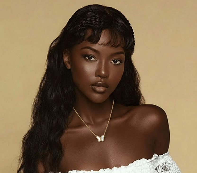 Collier Papillon Nacré – Pendentif 10 x 12 mm (Acier Inoxydable Doré) - Alberto Bijoux