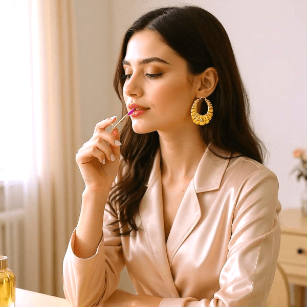 Créoles Sculptées 48mm en Acier Inoxydable Doré - Alberto Bijoux