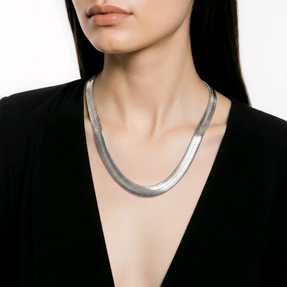 Collier Chaîne Flat Snake 10mm en Acier Inoxydable – Large & Élégant