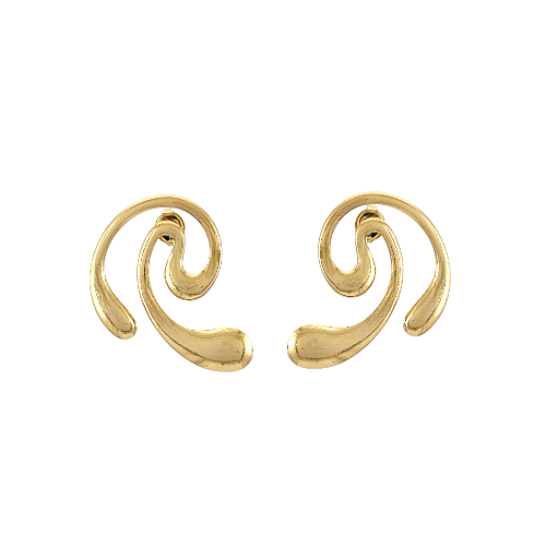 Boucles d’oreilles dorées au design fluide et sculptural en acier inoxydable