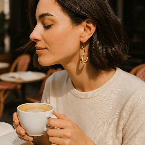 Boucles larmes dorées - sculptée - Alberto Bijoux