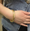 Bracelet rigide doré classique en acier inoxydable – diamètre intérieur approx. 60mm