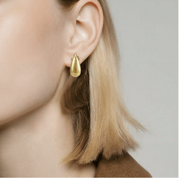 Mini gouttes dorées – Boucles d’oreilles en acier inoxydable 18x8 mm - Alberto Bijoux
